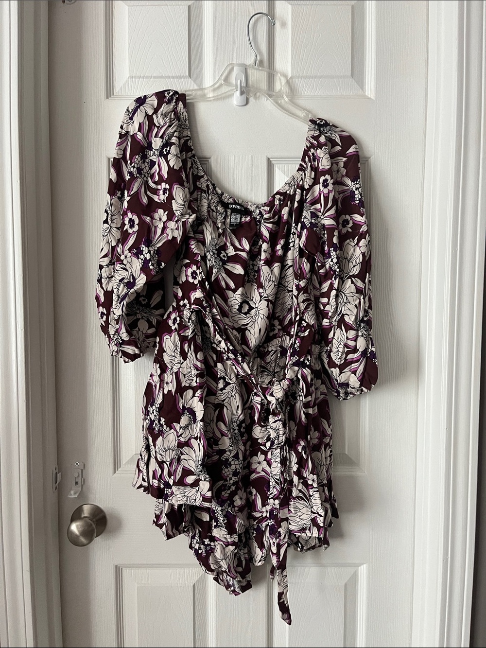 Express Plum and White Floral Romper